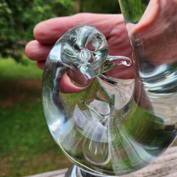 Rare Vintage Swedish? Murano? Art Glass Bird With Long Curved Tail - Clear Cryst - Picture 5 of 5